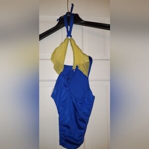 Bartender dancer Outfit blue and Yellow bodysuit S